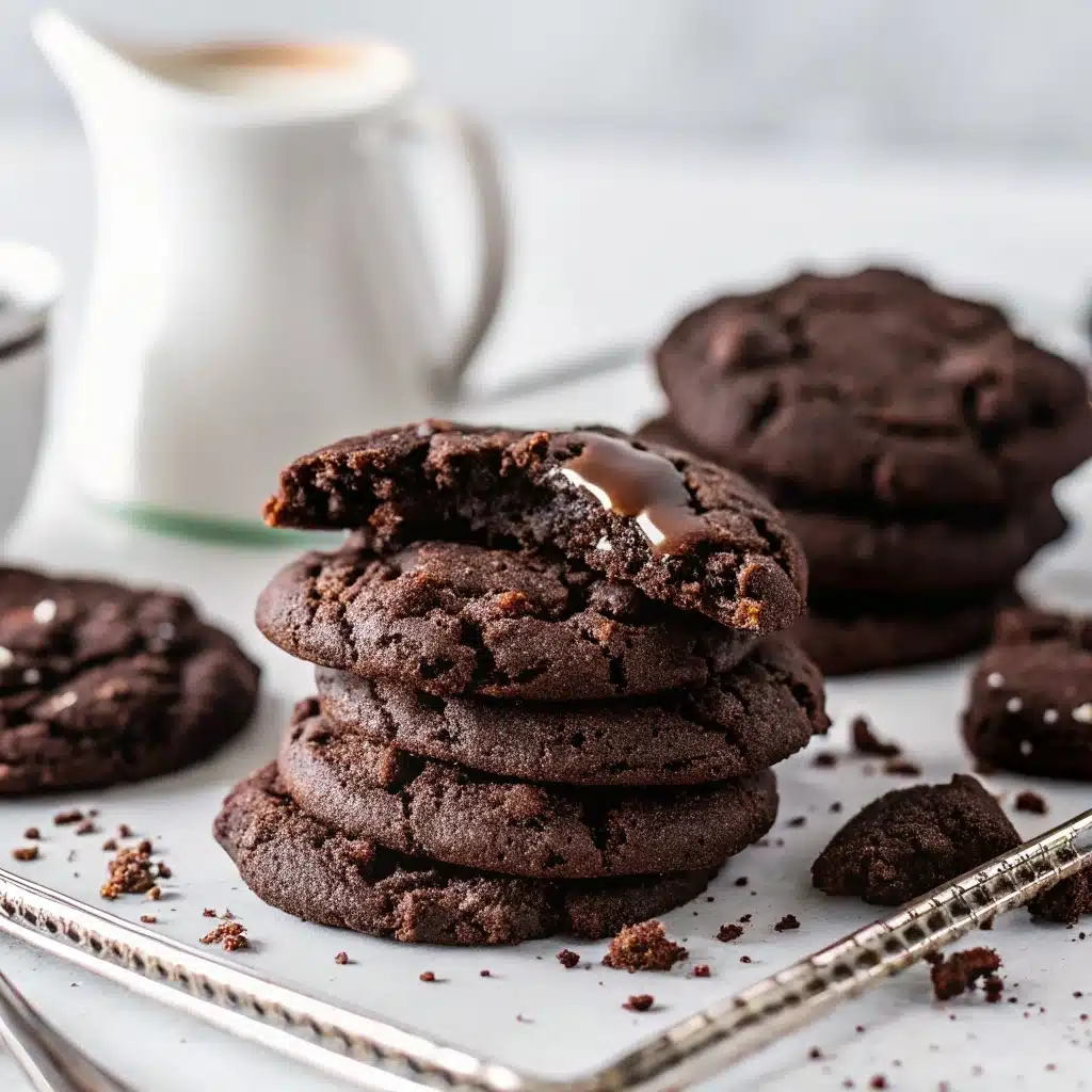Chocolate Cookies Recipe: Moist, Easy, and Absolutely Delicious 6 Stack of chewy chocolate cookies with chocolate drizzle