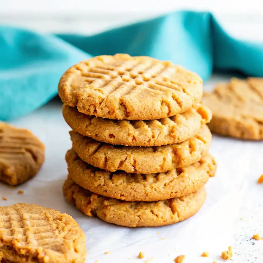 Peanut Butter Cookies That Melt in Your Mouth – Easy, Classic, and Delicious 3 Stack of soft and chewy gluten-free peanut butter cookies