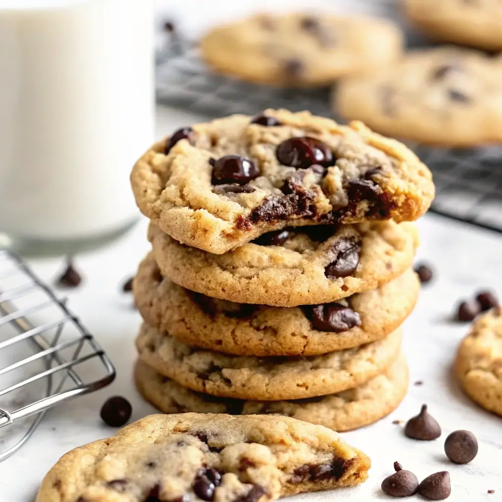 Almond Flour Chocolate Chip Cookies – Soft & Chewy Recipe 4 Stack of almond flour chocolate chip cookies