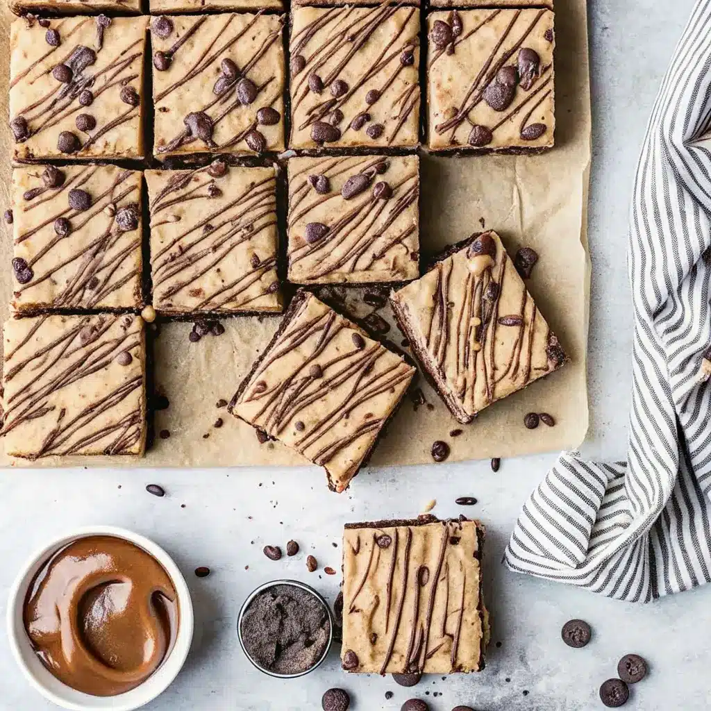 Cookie Dough Brownies: Easy Recipe for the Ultimate Dessert Lovers 4 Overhead view of cookie dough brownies cut into squares