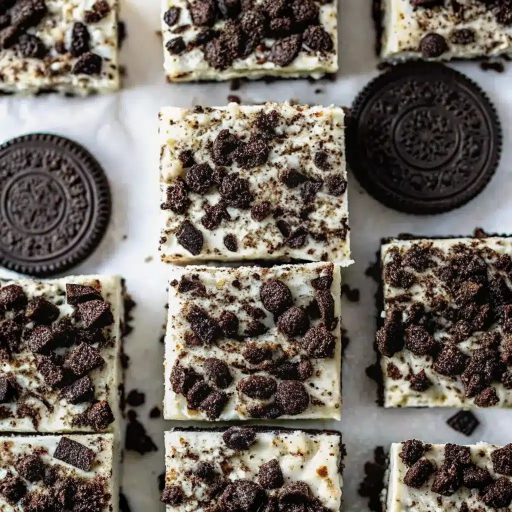 Cookies and Cream Bar Recipe Everyone Loves (Soft, Chewy & Loaded) 4 Close-up of cookies and cream bar with chunky topping