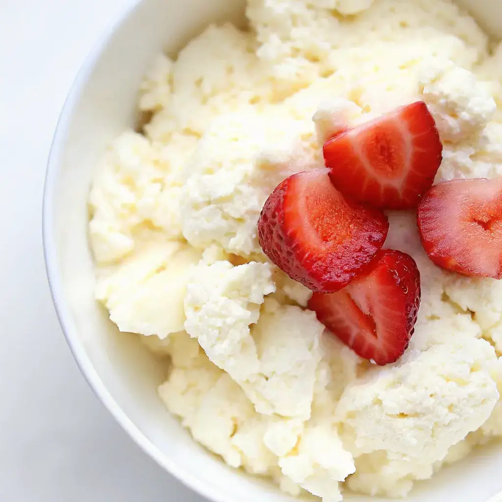 Fat Free Cottage Cheese – Your Complete Guide to Healthy, Creamy Choices 6 Cottage cheese in a white bowl with strawberries and grapes