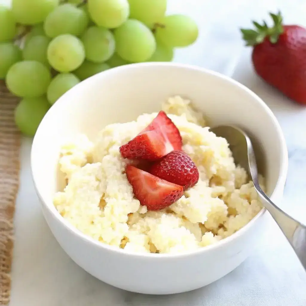 Fat Free Cottage Cheese – Your Complete Guide to Healthy, Creamy Choices 4 Creamy fat free cottage cheese with strawberry topping