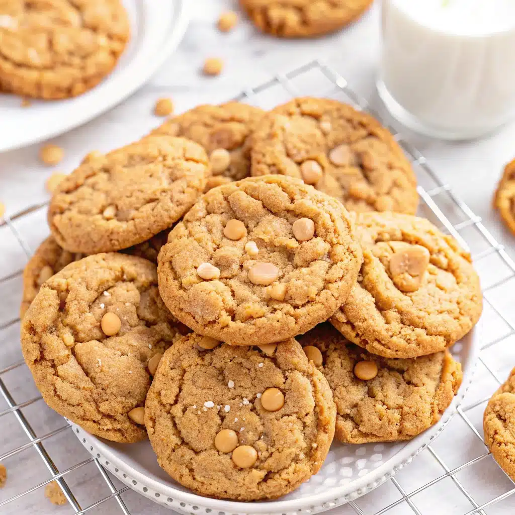 Peanut Butter Oatmeal Cookies: Easy, Chewy & Packed with Flavor 4 Plate of peanut butter oatmeal cookies resting on a cooling rack with a glass of milk
