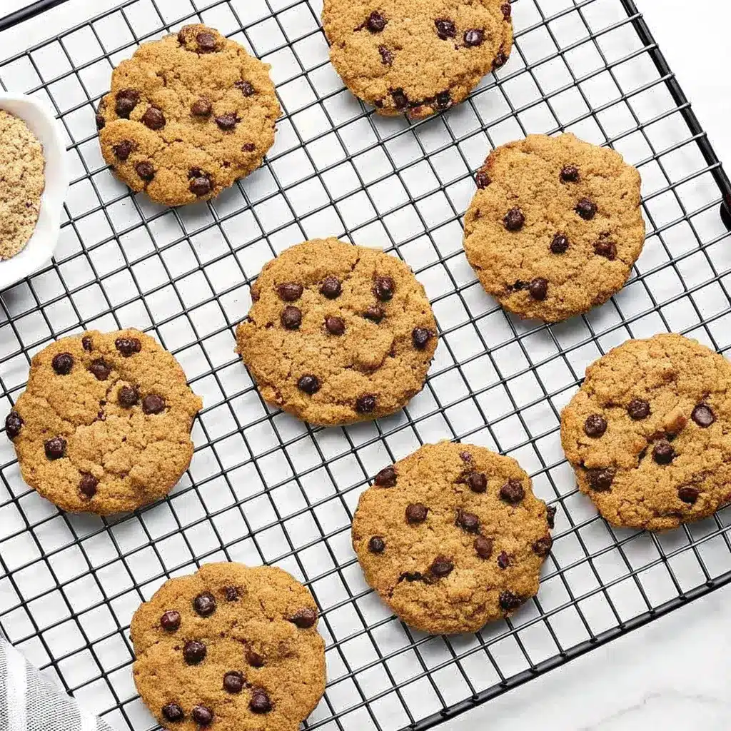 Sugar Free Chocolate Chip Cookies That Actually Taste Good 6 Overhead view of multiple sugar-free chocolate chip cookies on a cooling rack