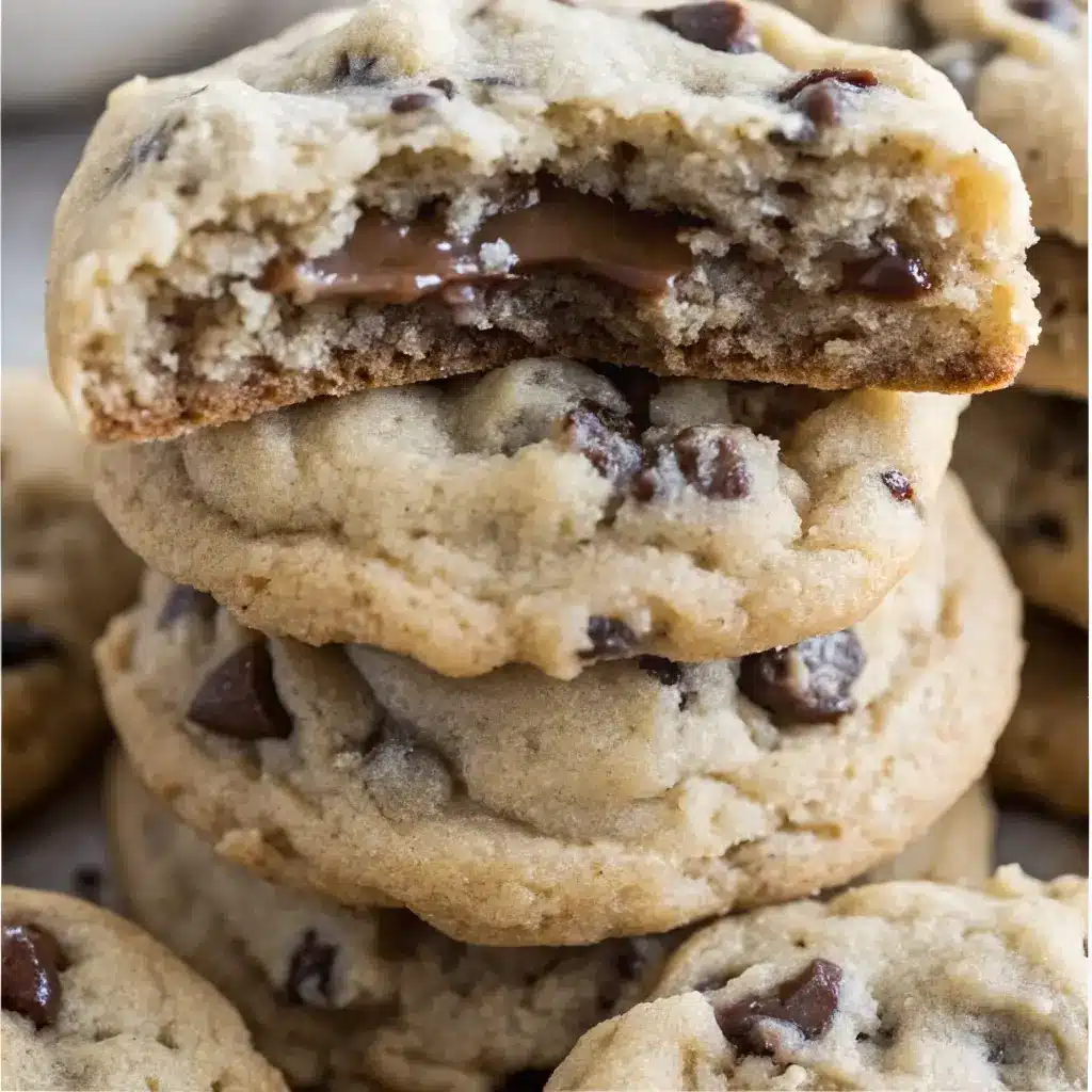 Ice Cream Cookies Recipe – Soft, Chewy & Packed with Flavor 3 ice cream cookies Chocolate chip cookies stacked with one revealing melted chocolate center