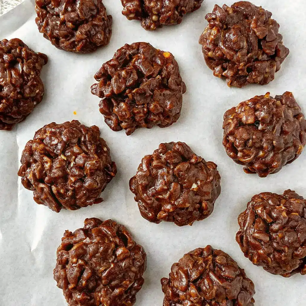 No Bake Cookies Without Peanut Butter (Quick & Allergy-Safe Recipe) 2 No bake cookies with chocolate chips and oats, peanut-free version