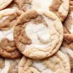 Close-up of soft and chewy Vietnamese coffee marble cookies with swirled coffee and vanilla pattern