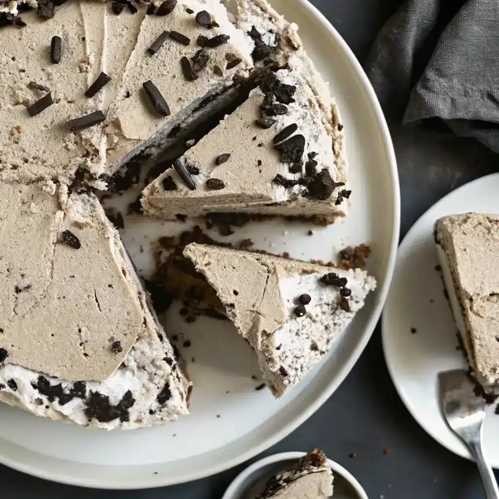 Cookie Dough Ice Cream Cake: The Ultimate No-Bake Frozen Treat 2 Overhead shot of cookie dough ice cream cake sliced into portions
