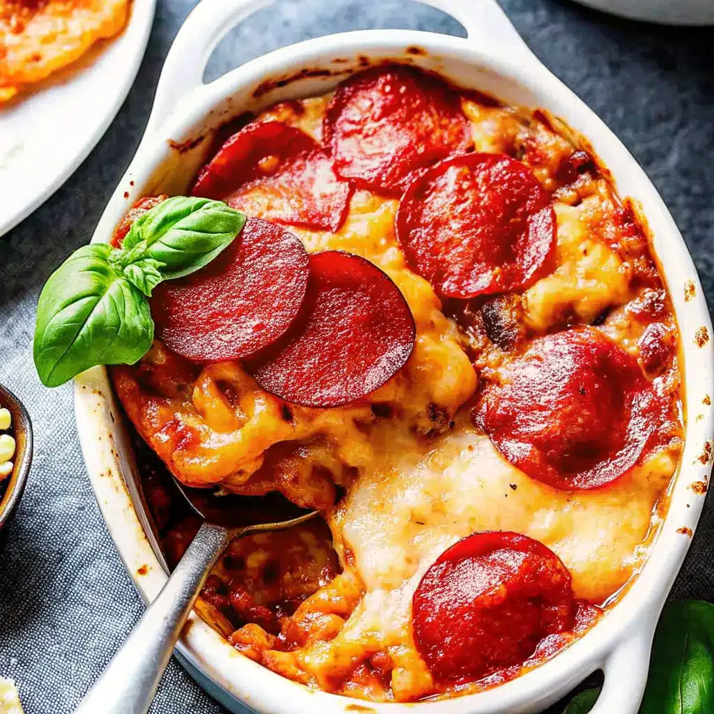 Cottage Cheese Pizza Bowl Recipe: Easy, Cheesy, and High-Protein 1 Cheesy pizza bowl with pepperoni and cottage cheese being scooped with a spoon