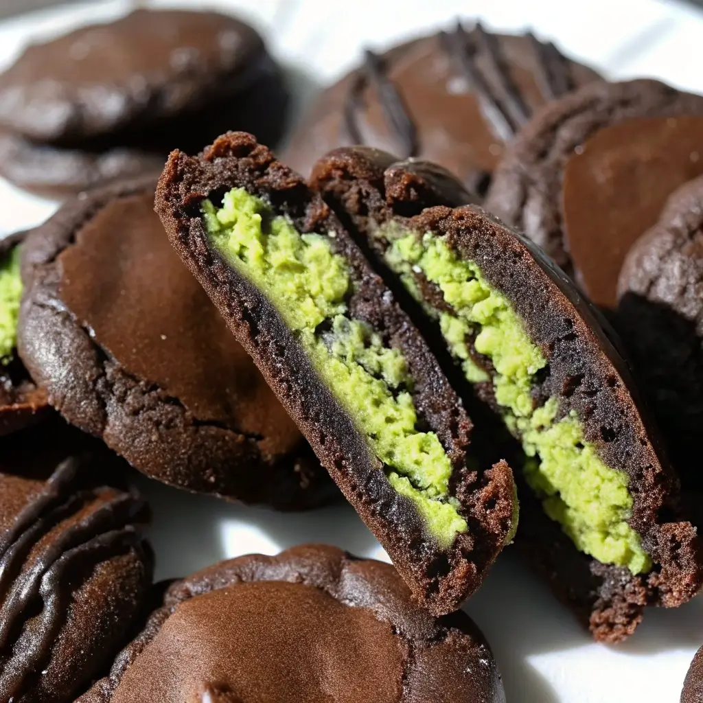 Dubai Chocolate Cookies Recipe: Rich, Chewy & Irresistible 2 Close-up of Dubai chocolate bar pistachio cookie with vibrant green pistachio filling