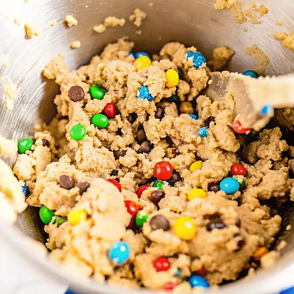 Monster Cookie Dough Recipe: Easy, Edible, and Freezer-Friendly 2 Mixing bowl filled with monster cookie dough and colorful candies