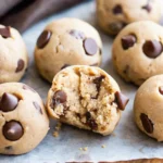 Low calorie cookie dough bite with chocolate chips and soft texture