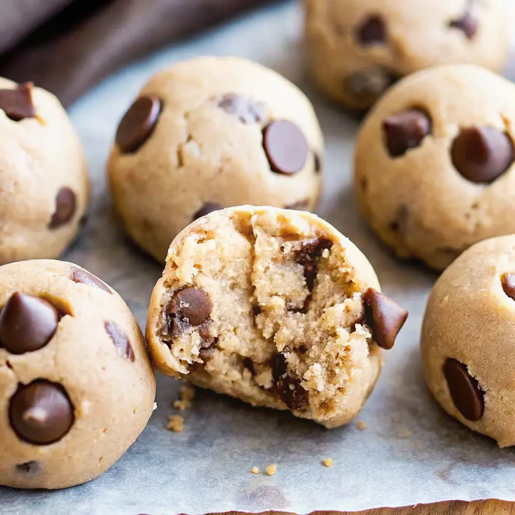 Low Calorie Cookie Dough Bites Everyone Can Enjoy 2 Low calorie cookie dough bite with chocolate chips and soft texture