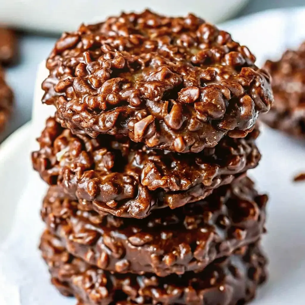 No Bake Cookies Without Peanut Butter (Quick & Allergy-Safe Recipe) 3 Stack of no bake cookies without peanut butter on a white plate