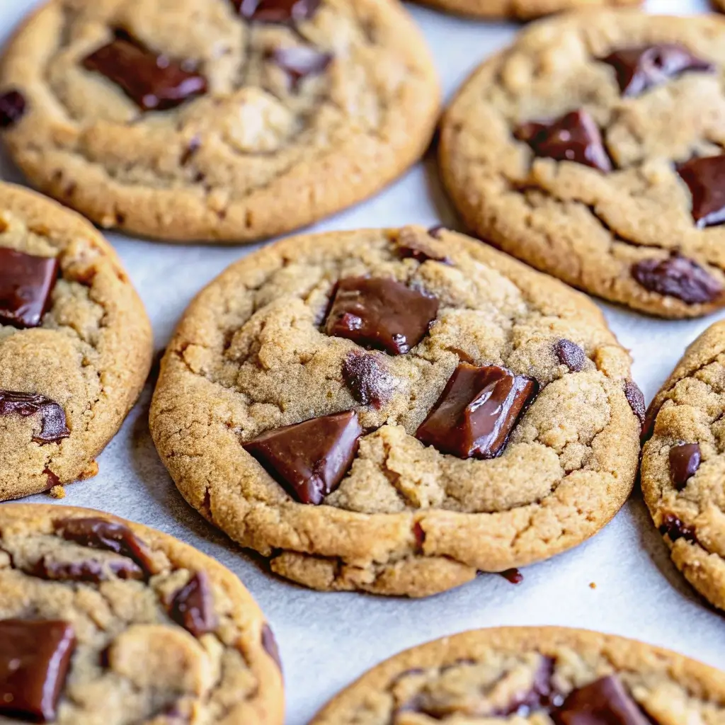 Oat Flour Cookies: Soft, Chewy, and Naturally Gluten-Free 3 Close-up of chunky oat flour chocolate chip cookies with large chocolate chunks