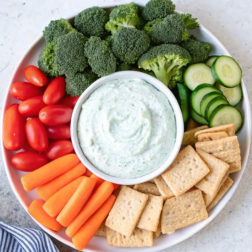 Cottage Cheese Ranch Dip Recipe: Creamy, Easy, and Protein-Packed 4 Bowl of cottage cheese ranch dip surrounded by crackers, broccoli, and fresh veggies