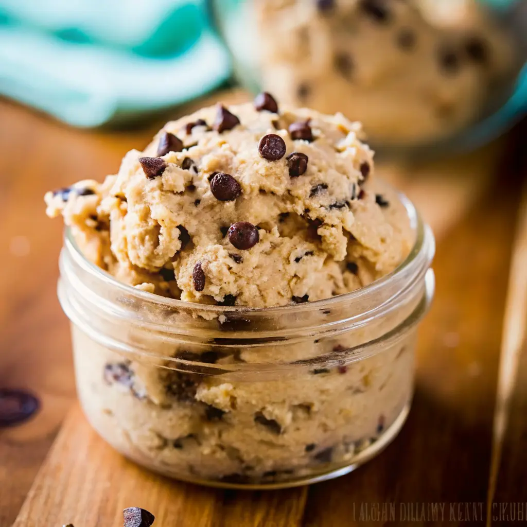 Edible Cookie Dough Recipe for One: Safe, Quick & So Satisfying 2 Edible cookie dough recipe for one in a glass jar topped with mini chocolate chips