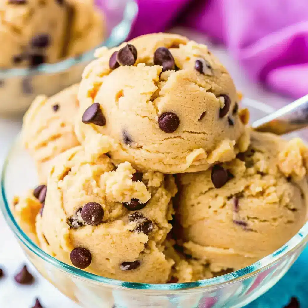 Edible Cookie Dough Recipe for One: Safe, Quick & So Satisfying 1 Scoops of edible cookie dough recipe for one in a glass bowl with chocolate chips