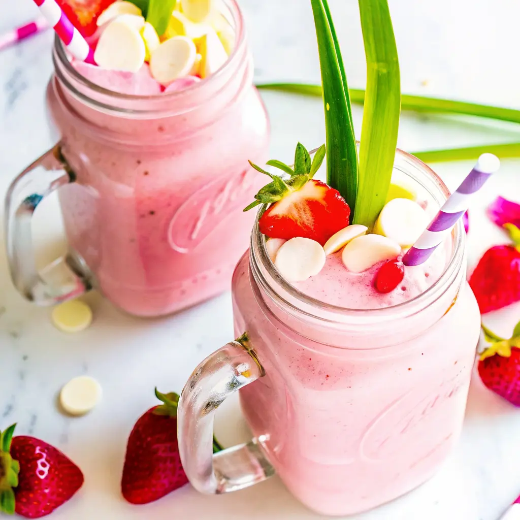 Bahama Mama Smoothie Tropical Smoothie Cafe: Easy Copycat Recipe 4 Bahama Mama tropical smoothie topped with strawberries and white chocolate chips