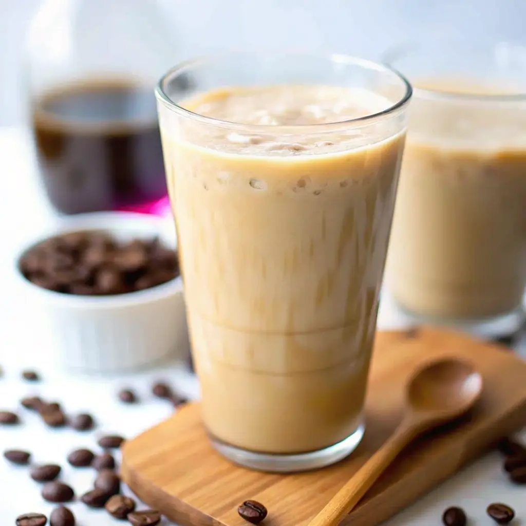 Vietnamese Iced Coffee Recipe: Strong, Sweet, And Easy To Make 1 Tall glass of Vietnamese iced coffee with milk and coffee beans around